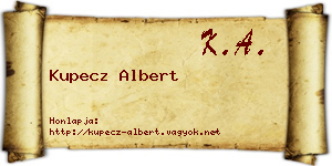 Kupecz Albert névjegykártya