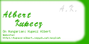 albert kupecz business card